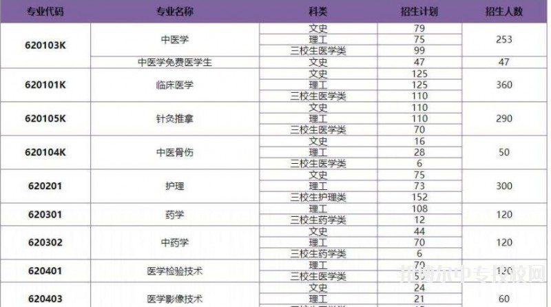 保山中醫(yī)藥高等?？茖W(xué)校2018年普通?？普猩鷮I(yè)及計劃人數(shù)